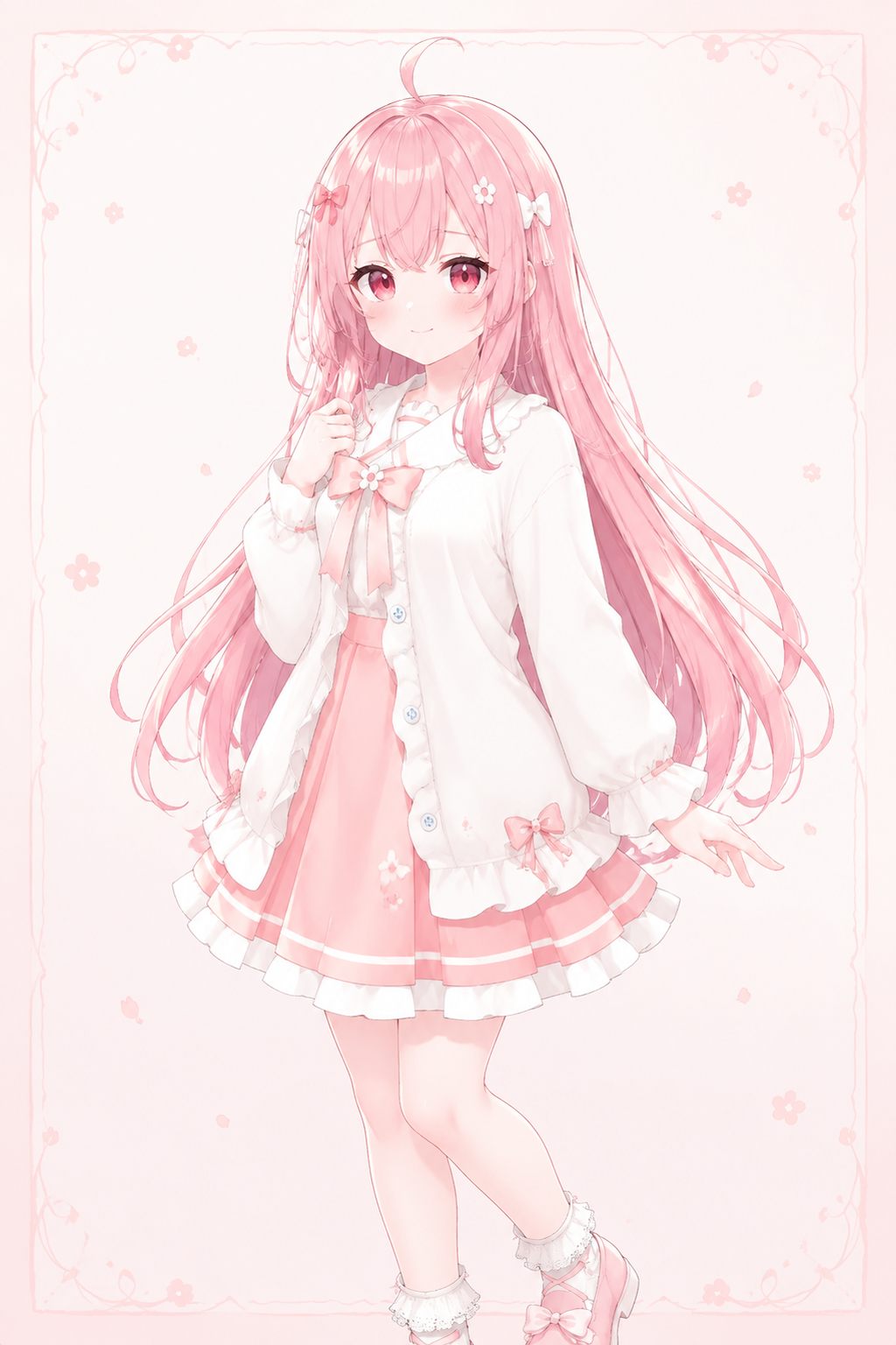 粉色长发、白粉服装的小寻